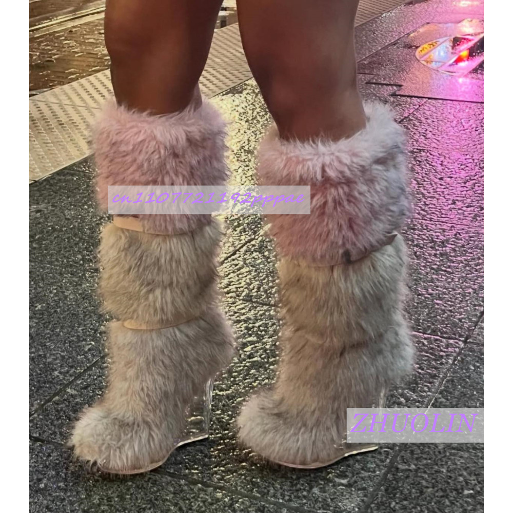 Kış Gradyan Tüylü Şeffaf Dolgu - Women'S Fashion Knee High Boots incelemesi ve fiyatı