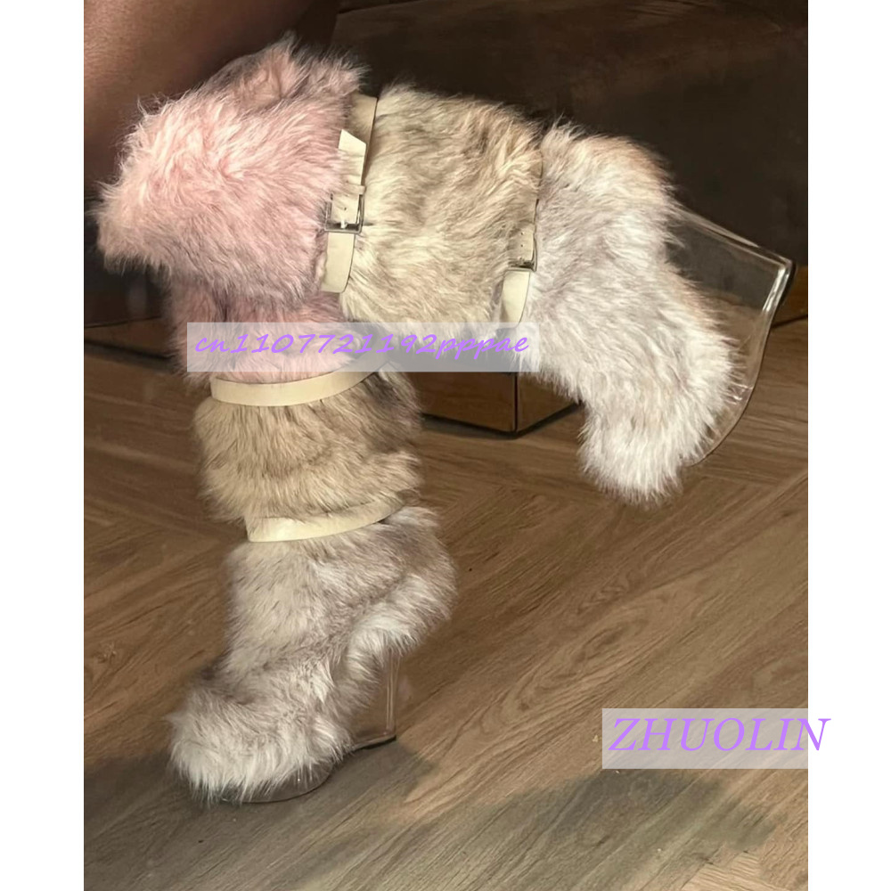 Kış Gradyan Tüylü Şeffaf Dolgu - Women'S Fashion Knee High Boots incelemesi ve fiyatı